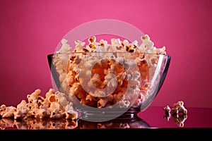 Glass bowl popcorn seed. Generate Ai