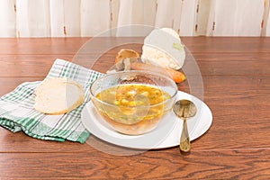 Glass bowl of soup