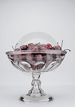 Glass Bowl of Wooden Cherries