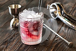 Glass of Bramble cocktail