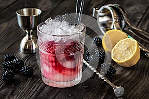 Glass of Bramble cocktail