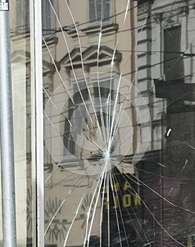 Glass breakage of a glass pane