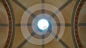 Glass and bright ceiling in the museum. Decorative dome