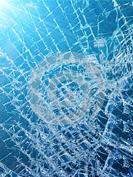 Glass the broken automobile