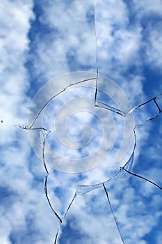 Glass broken cracks splinters photo