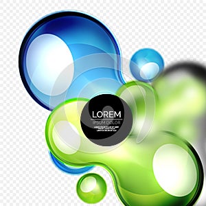 Glass bubbles on grey, modern techno liquid design