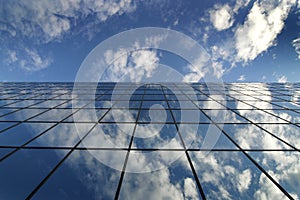 Glass Building for Business Reflection of Blue Sky and Clouds