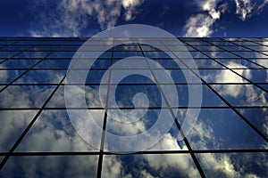 Glass Building for Business Reflection of Blue Sky and Clouds