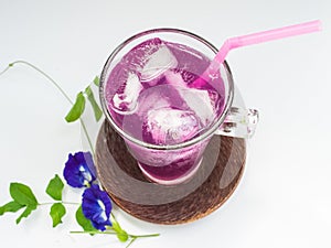 Glass of butterfly pea flower juice