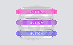 Glass button, frame label, event web bar, buttons with color. Vector illustration