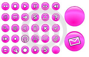 Glass buttons pink