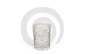 Glass candle holder isolated on white background with clipping