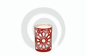Glass candle holder isolated on white background with clipping