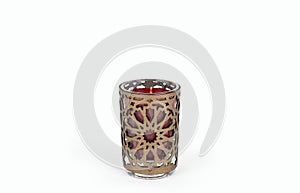 Glass candle holder isolated on white background with clipping