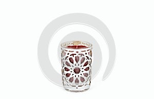 Glass candle holder isolated on white background with clipping