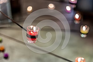 Glass candles arranged for decoration in the shop