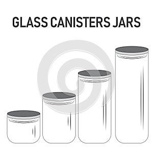 Glass Canisters Jars Vector Illustration Hand Drawn