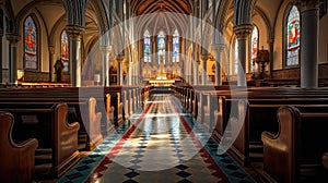 glass catholic church interior