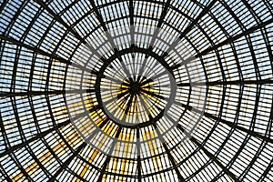 Glass ceiling with cupola of Galleria Umberto in Naples