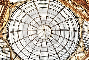 Glass ceiling in Galleria Vittorio Emanuele II in Milan, retro f