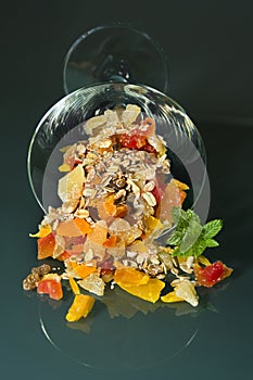 Glass with cereals