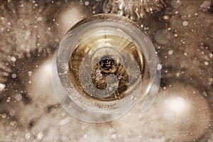 Glass of champagne, Christmas decoration