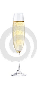 Full glass of champagne isolated on a white background photo