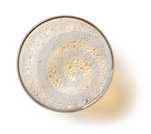 Glass of champagne on white background