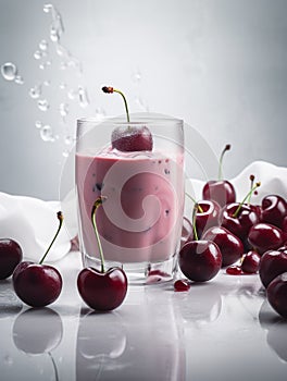 a glass of cherry milkshake