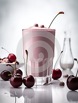 a glass of cherry milkshake