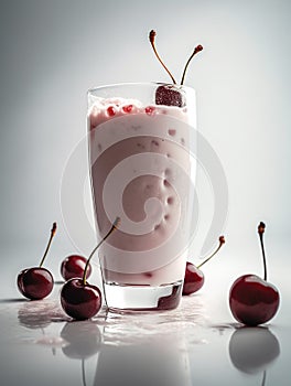 a glass of cherry milkshake