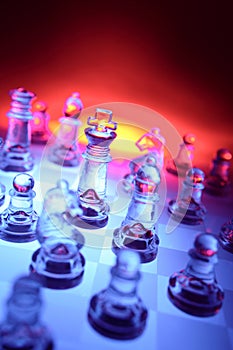 Glass chess and color backdrop