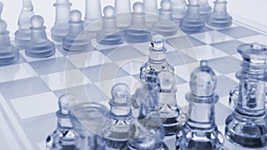 Glass chess. The first move.