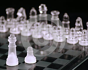 Glass chess king plus pawn