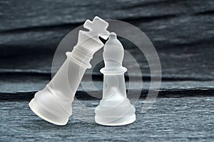 Glass chess pieces, king and queen