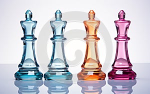 Glass Chess Set Against a White Background -Generative Ai