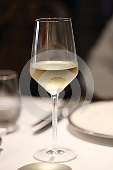 Glass of chilled white wine