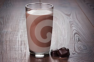 Glass of chocolate milkshake