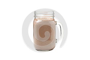 Glass of chocolate milkshake isolated on background