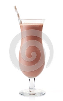 Glass of chocolate milkshake with isolated on white