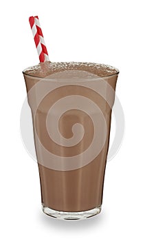 Glass of Chocolate Milkshake and straw