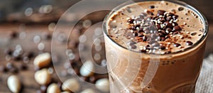 Glass of Chocolate Milkshake Surrounded by Nuts