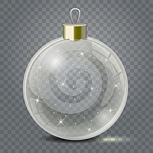 Glass Christmas toy on a transparent background. Stocking Christmas decorations or New Years. Transparent vector object