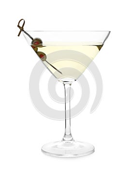 Glass of Classic Dry Martini with olives