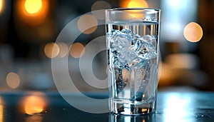 Glass of clean drinking water glass