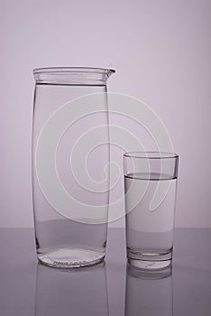 glass of clean water on a gray white background