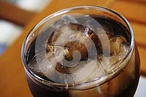 glass of coca cola with ice