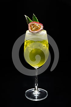 Glass of cocktail with passion fruit  maracuya