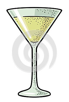 Glass cocktail. Vintage vector engraving illustration. Isolated on white