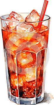 Glass of Coctail Watercolor Clipart